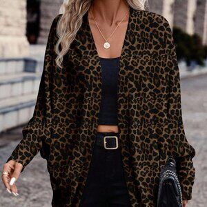 Multicolor Casual Women's Lightweight Leopard Print Jacket
